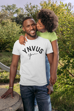 Load image into Gallery viewer, Classic YNVUS signature design (white tee- black logo)
